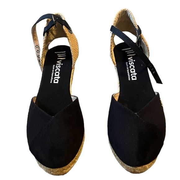 VISCATA Gava Canvas Wedge Handmade 2 ½” Heel Women's Sandals, Size 39/8 - Picture 4 of 14
